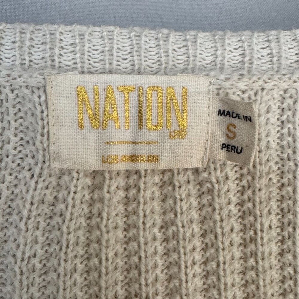 Nation LTD Jude Cream Baby Alpaca Blend Bell Cuff Sleeve Oversized Sweater Small - Picture 9 of 12